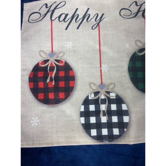 Happy Holidays Christmas Balls Ornaments 12.5 x 18.5 Table Placemat - Picture 3 of 4